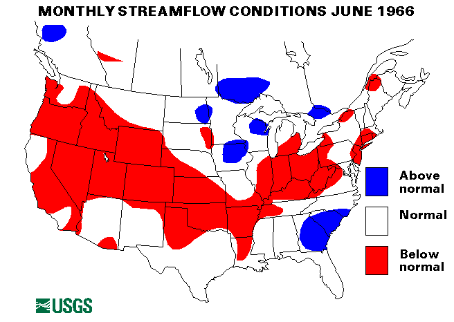 National Water Conditions Surface Water Conditions Map - June 1966