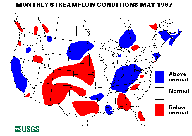National Water Conditions Surface Water Conditions Map - May 1967