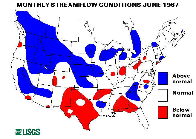 National Water Conditions Surface Water Conditions Map - June 1967