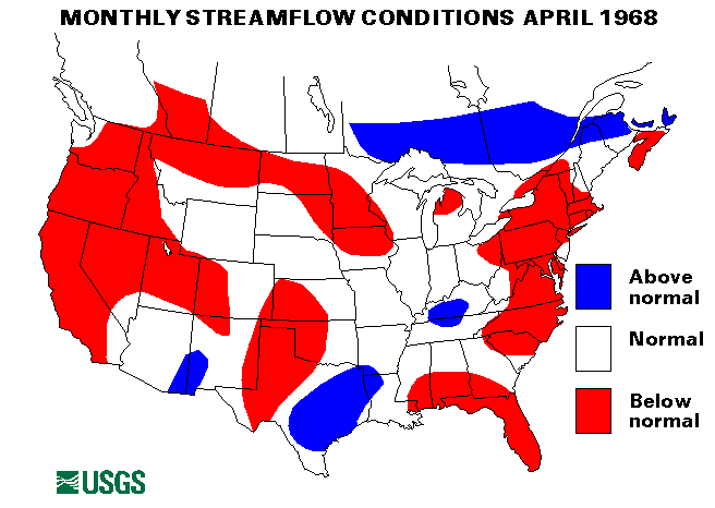 National Water Conditions Surface Water Conditions Map - April 1968