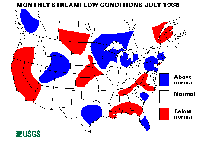 National Water Conditions Surface Water Conditions Map - July 1968