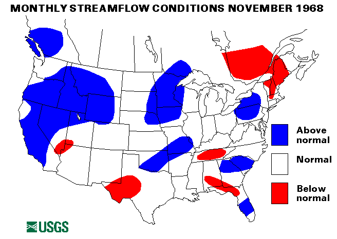 National Water Conditions Surface Water Conditions Map - November 1968