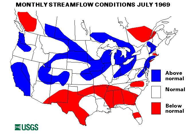 National Water Conditions Surface Water Conditions Map - July 1969
