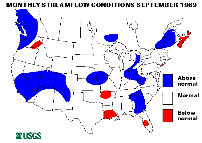 National Water Conditions Surface Water Conditions Map - September 1969