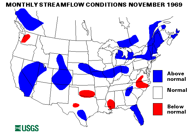 National Water Conditions Surface Water Conditions Map - November 1969