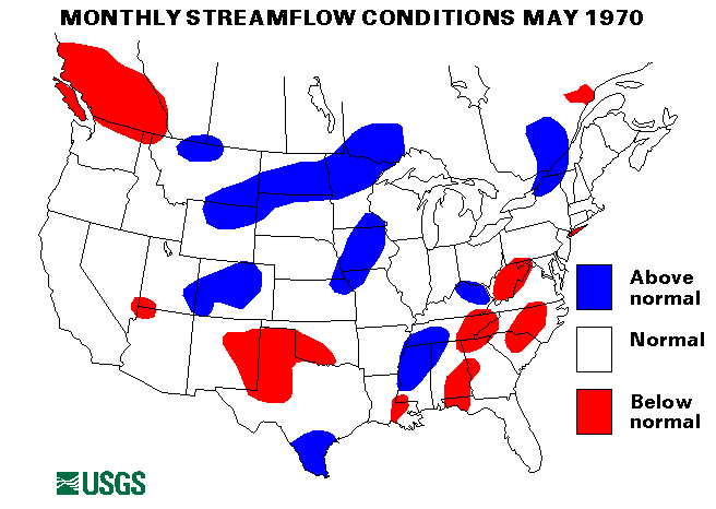 National Water Conditions Surface Water Conditions Map - May 1970