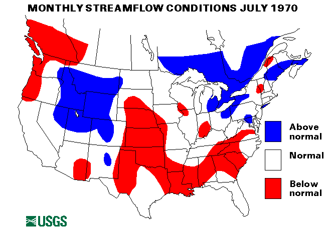 National Water Conditions Surface Water Conditions Map - July 1970