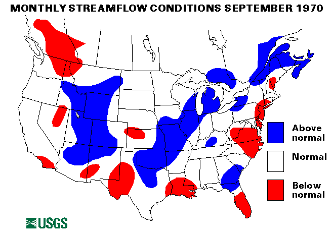 National Water Conditions Surface Water Conditions Map - September 1970