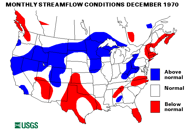 National Water Conditions Surface Water Conditions Map - December 1970