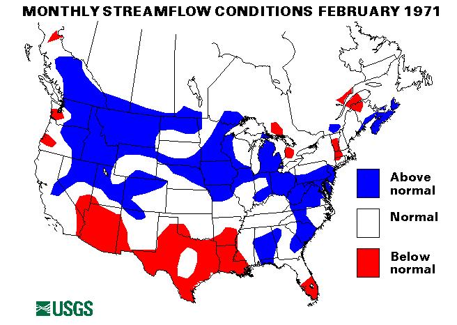 National Water Conditions Surface Water Conditions Map - February 1971