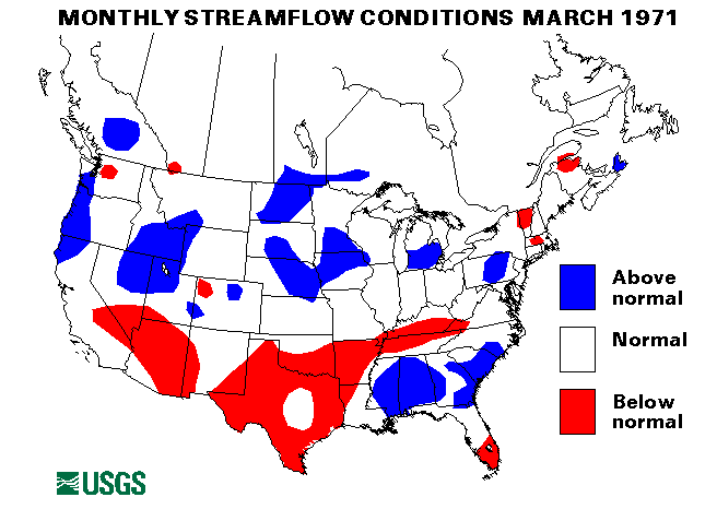 National Water Conditions Surface Water Conditions Map - March 1971