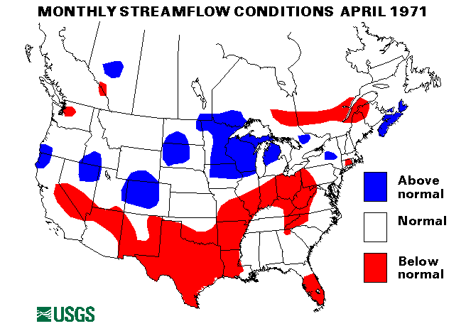 National Water Conditions Surface Water Conditions Map - April 1971