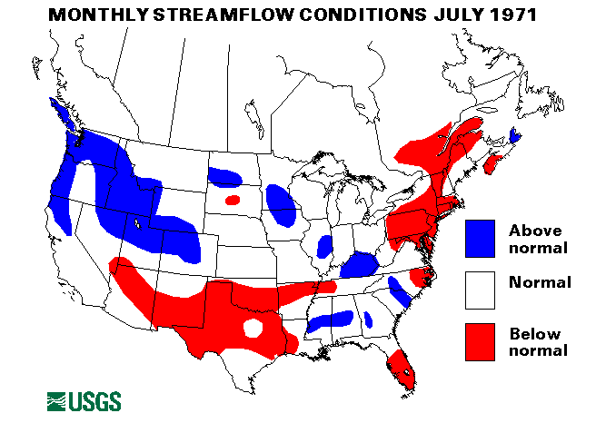 National Water Conditions Surface Water Conditions Map - July 1971