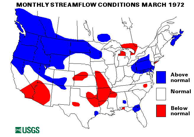 National Water Conditions Surface Water Conditions Map - March 1972