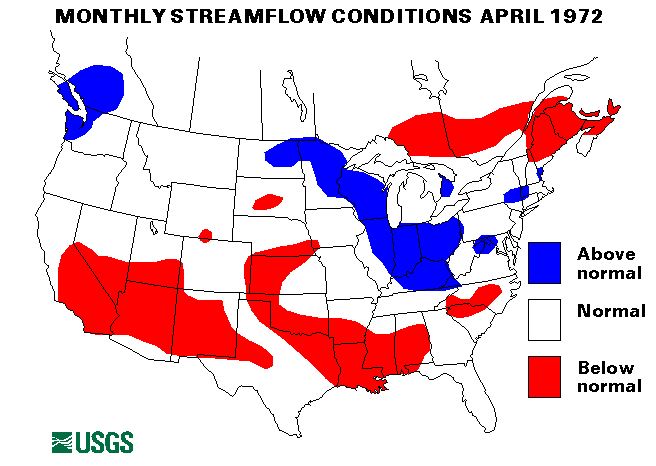 National Water Conditions Surface Water Conditions Map - April 1972