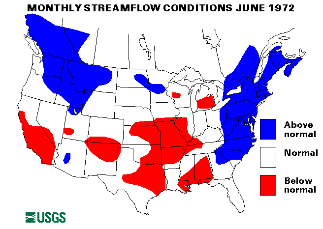 National Water Conditions Surface Water Conditions Map - June 1972
