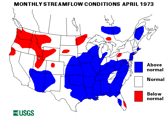 National Water Conditions Surface Water Conditions Map - April 1973