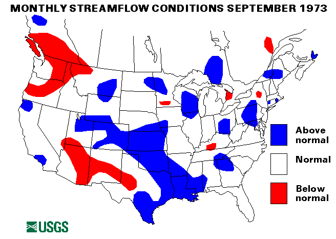 National Water Conditions Surface Water Conditions Map - September 1973