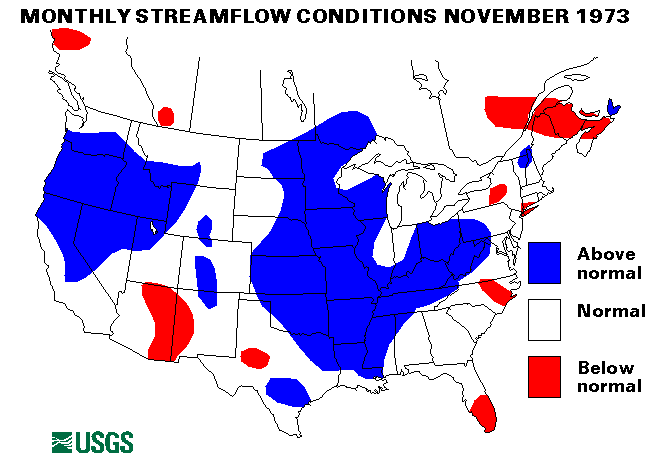 National Water Conditions Surface Water Conditions Map - November 1973