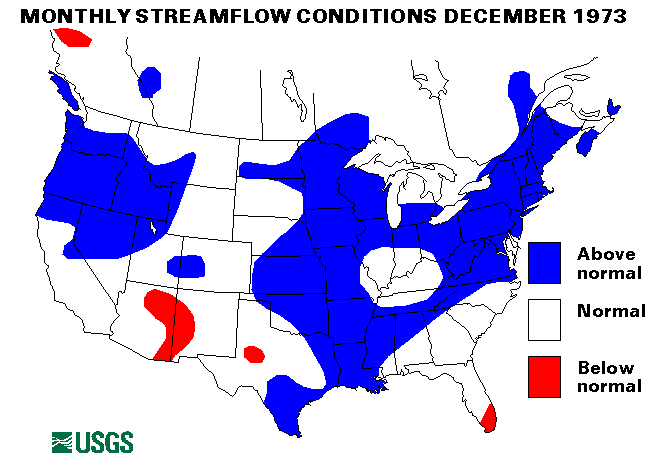 National Water Conditions Surface Water Conditions Map - December 1973
