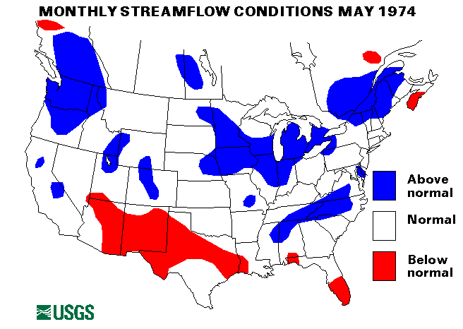 National Water Conditions Surface Water Conditions Map - May 1974