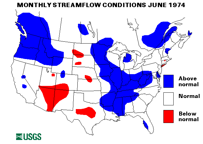 National Water Conditions Surface Water Conditions Map - June 1974