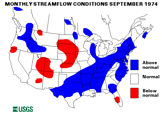 National Water Conditions Surface Water Conditions Map - September 1974