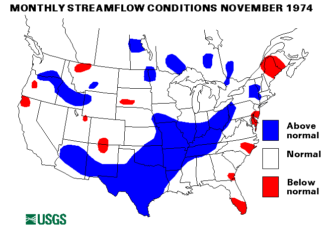 National Water Conditions Surface Water Conditions Map - November 1974