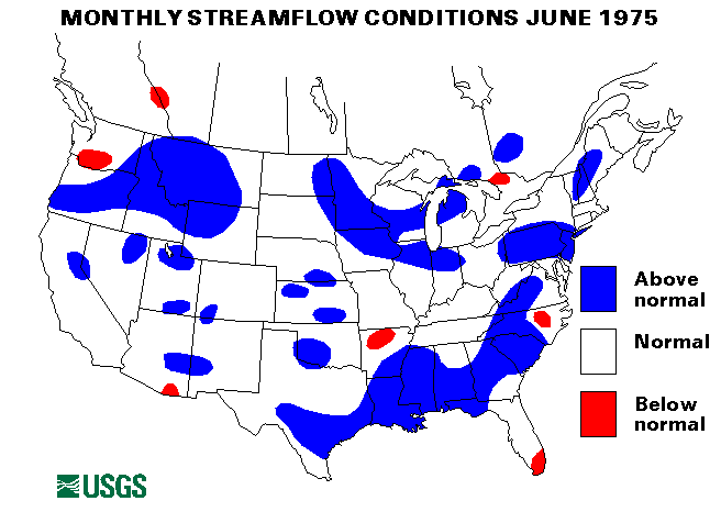National Water Conditions Surface Water Conditions Map - June 1975