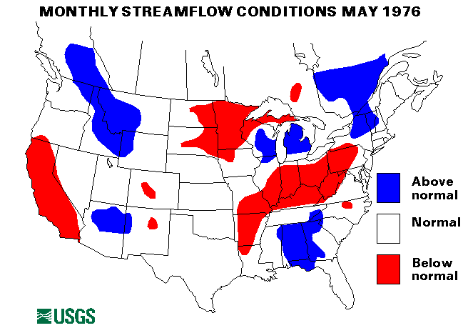 National Water Conditions Surface Water Conditions Map - May 1976