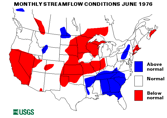 National Water Conditions Surface Water Conditions Map - June 1976
