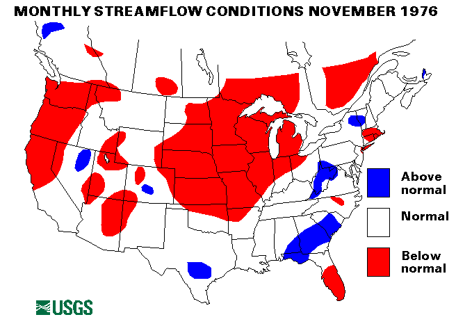 National Water Conditions Surface Water Conditions Map - November 1976