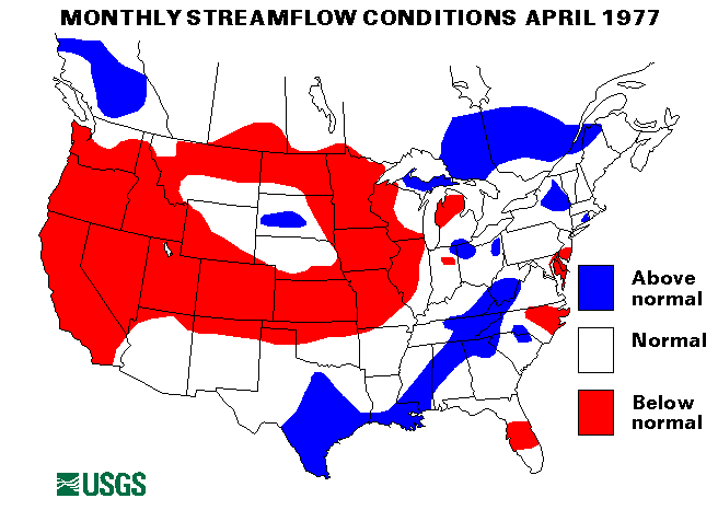 National Water Conditions Surface Water Conditions Map - April 1977