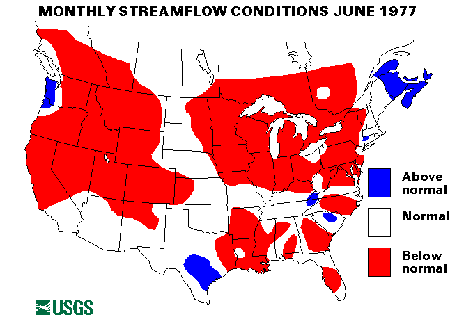 National Water Conditions Surface Water Conditions Map - June 1977