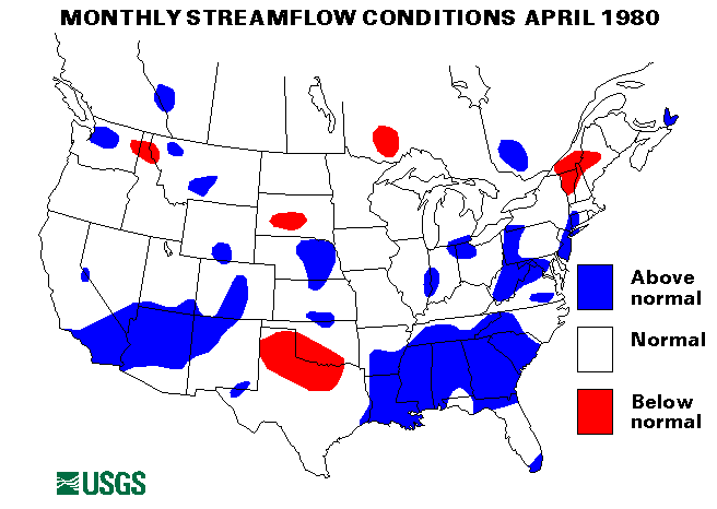 National Water Conditions Surface Water Conditions Map - April 1980