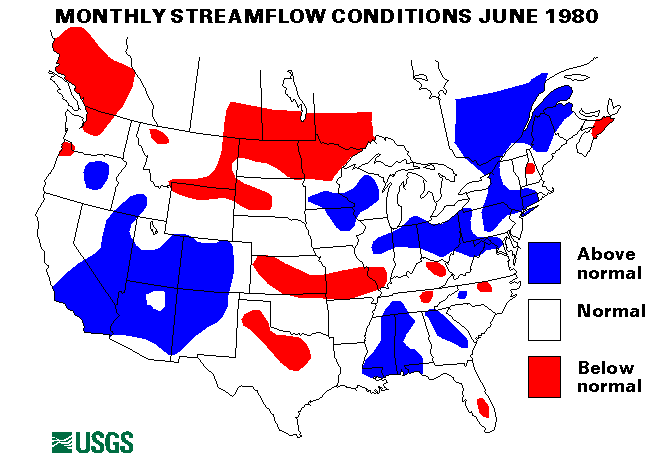 National Water Conditions Surface Water Conditions Map - June 1980