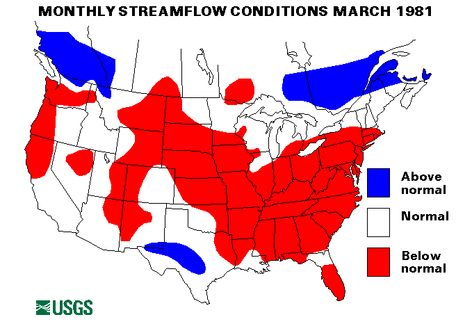 National Water Conditions Surface Water Conditions Map - March 1981