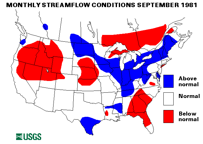 National Water Conditions Surface Water Conditions Map - September 1981