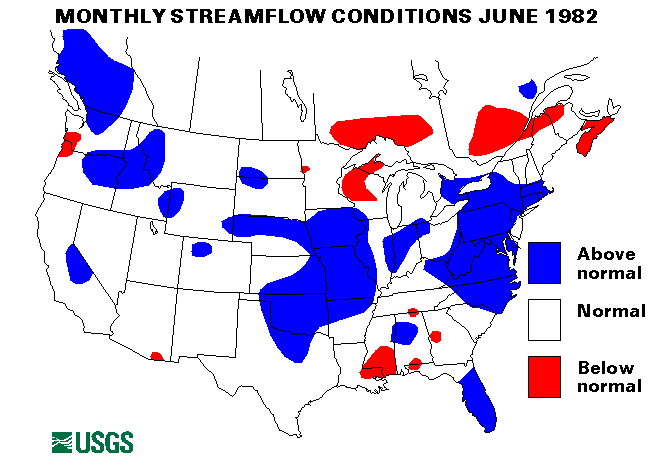National Water Conditions Surface Water Conditions Map - June 1982