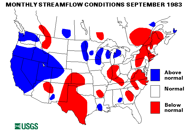 National Water Conditions Surface Water Conditions Map - September 1983