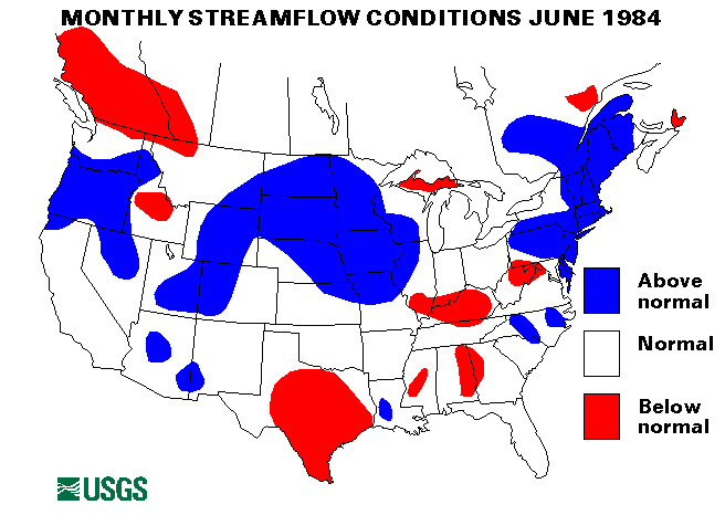 National Water Conditions Surface Water Conditions Map - June 1984