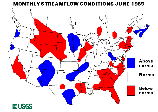 National Water Conditions Surface Water Conditions Map - June 1985