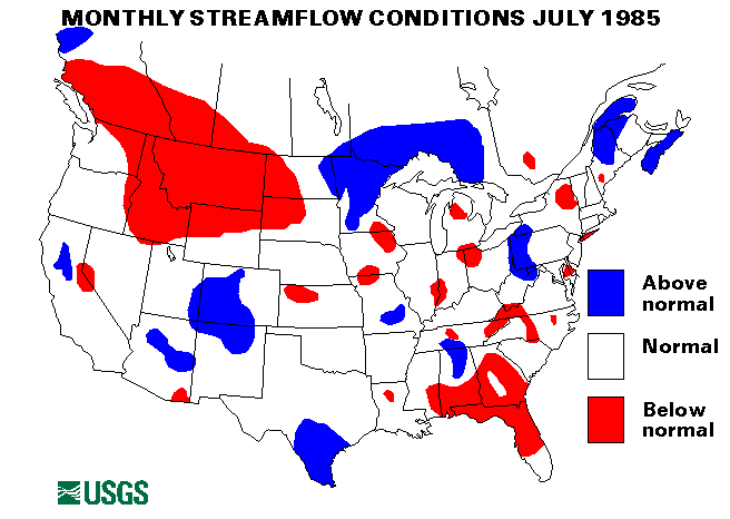 National Water Conditions Surface Water Conditions Map - July 1985
