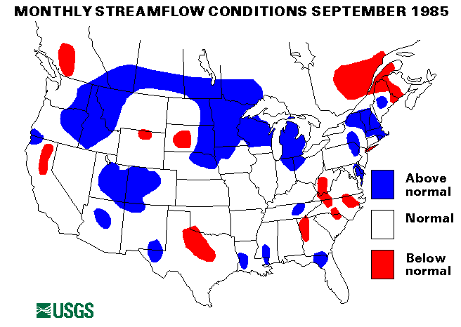 National Water Conditions Surface Water Conditions Map - September 1985