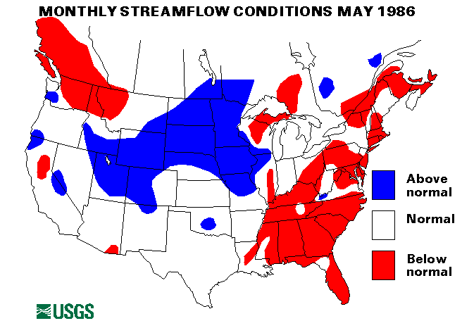 National Water Conditions Surface Water Conditions Map - May 1986