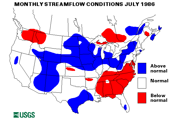 National Water Conditions Surface Water Conditions Map - July 1986