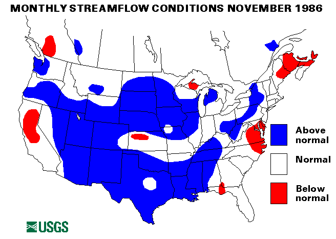 National Water Conditions Surface Water Conditions Map - November 1986