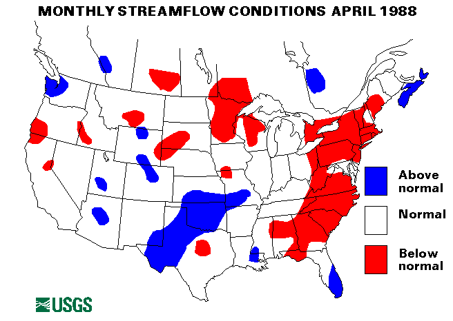 National Water Conditions Surface Water Conditions Map - April 1988
