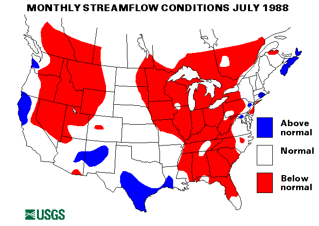 National Water Conditions Surface Water Conditions Map - July 1988