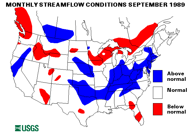 National Water Conditions Surface Water Conditions Map - September 1989